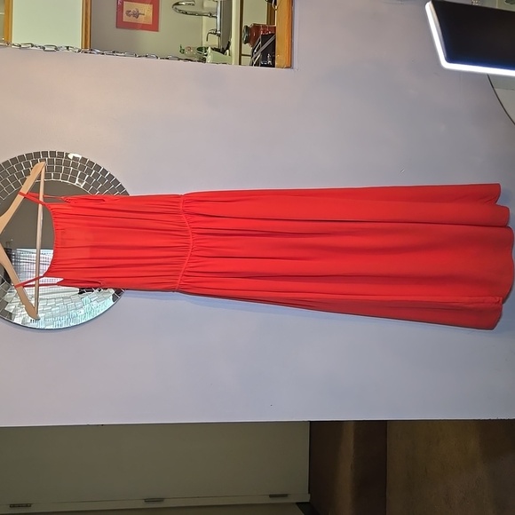 J. Crew Washable Silk Sleeveless A-Line Lined Chiffon Coral Maxi Dress NWOT - Picture 9 of 14